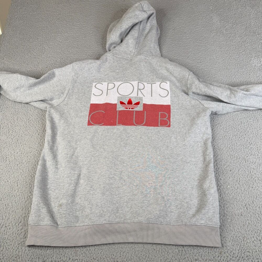 ADIDAS Originals Hoodie Mens L Gray International Sports Club Fleece Trefoil